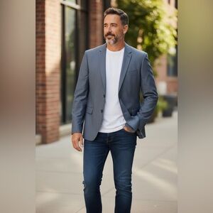 Hugo Boss Amare Blazer Men's 40R Gray Cotton Wool‎ Suit Jacket Career Sport Coat